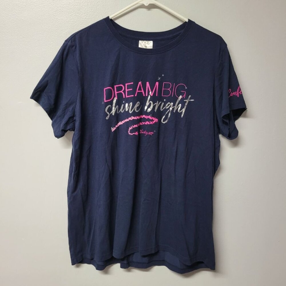 Dream Big Bright Thirty-One Shirt Blue Glitter Womens XL Bags Hostess Rep
